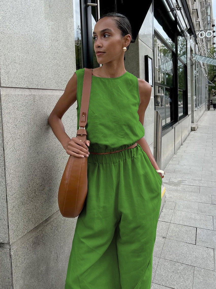 Auren Linen-Blend Two-Piece-Green