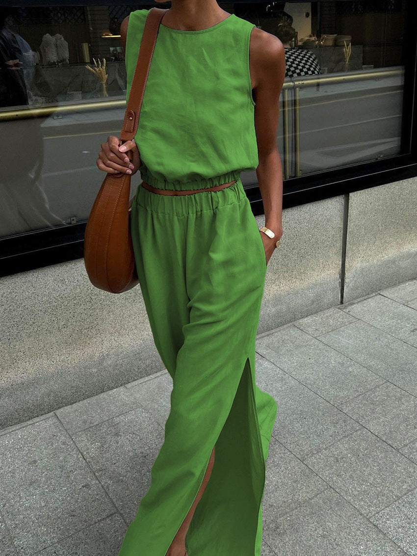 Auren Linen-Blend Two-Piece-Green