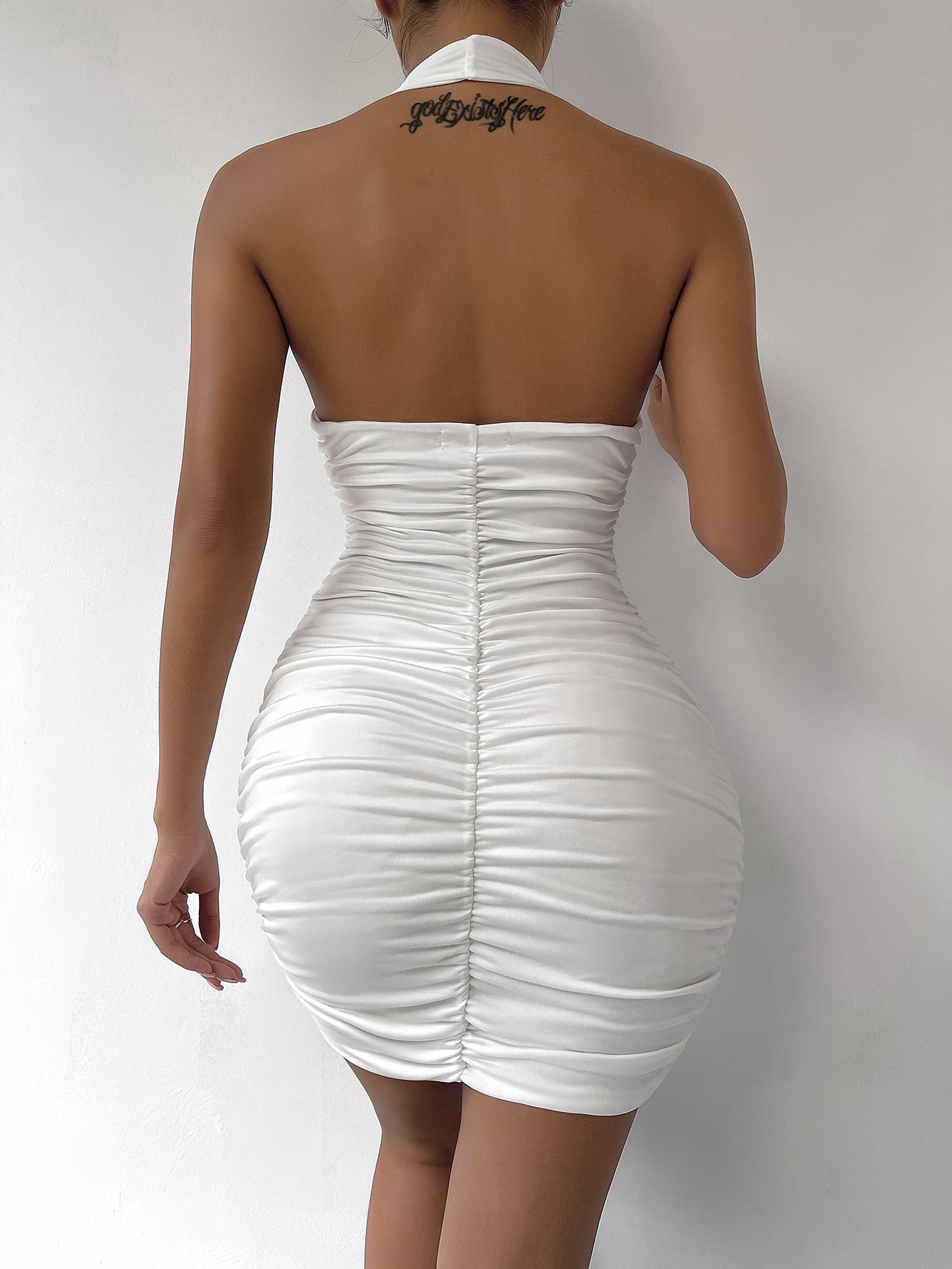 Elyria Halter Backless Gown-White