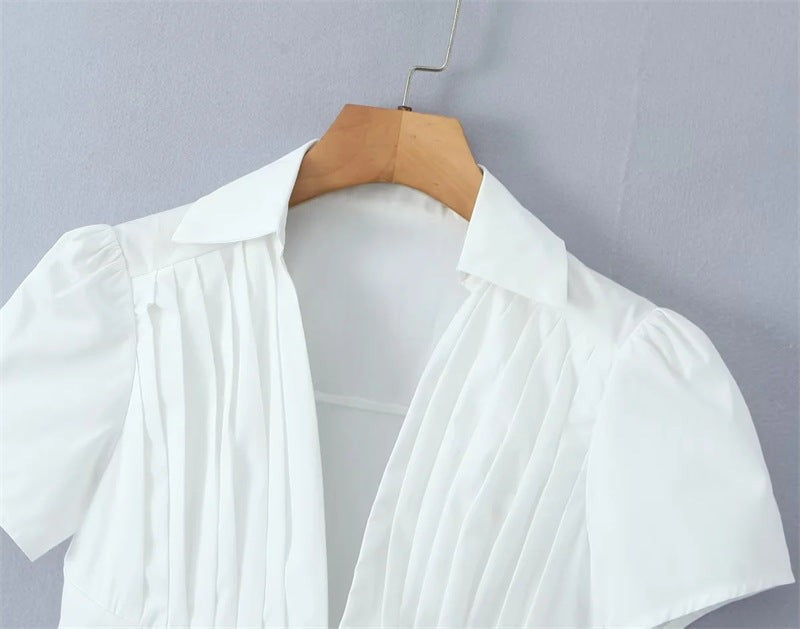 Serenne Drawstring Cropped Set-White