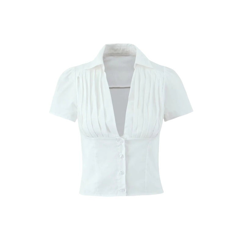 Serenne Drawstring Cropped Set-White