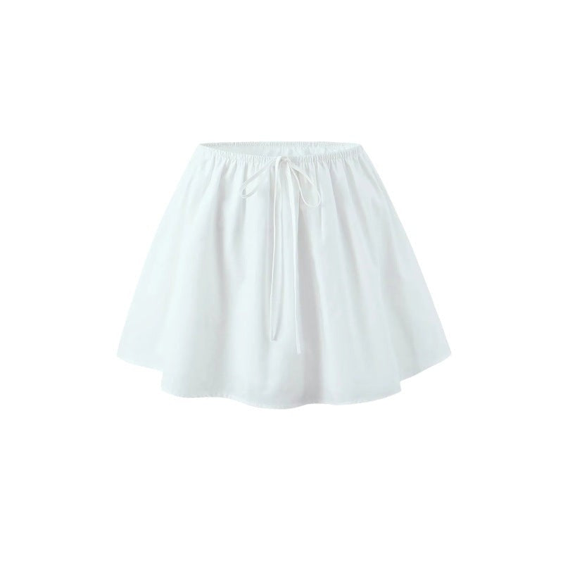 Serenne Drawstring Cropped Set-White