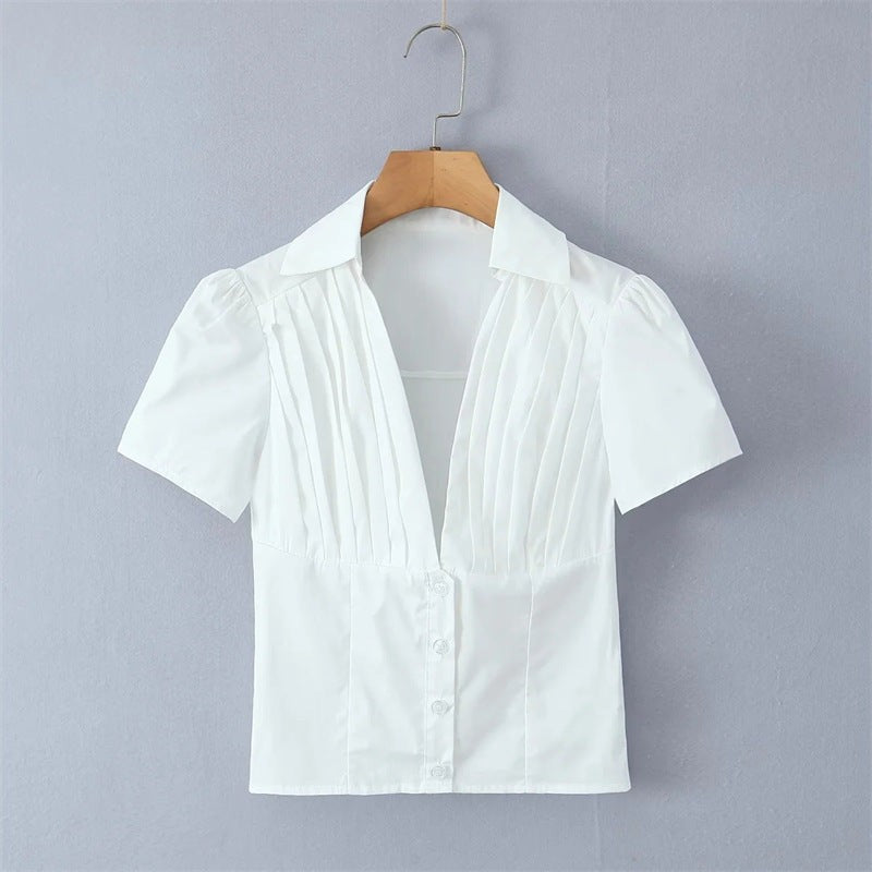 Serenne Drawstring Cropped Set-White