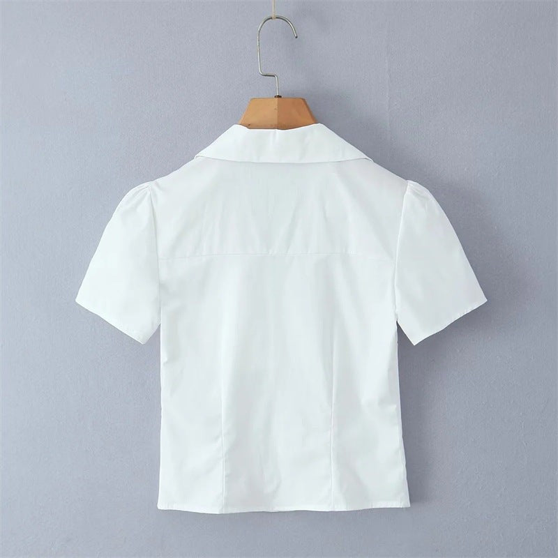 Serenne Drawstring Cropped Set-White