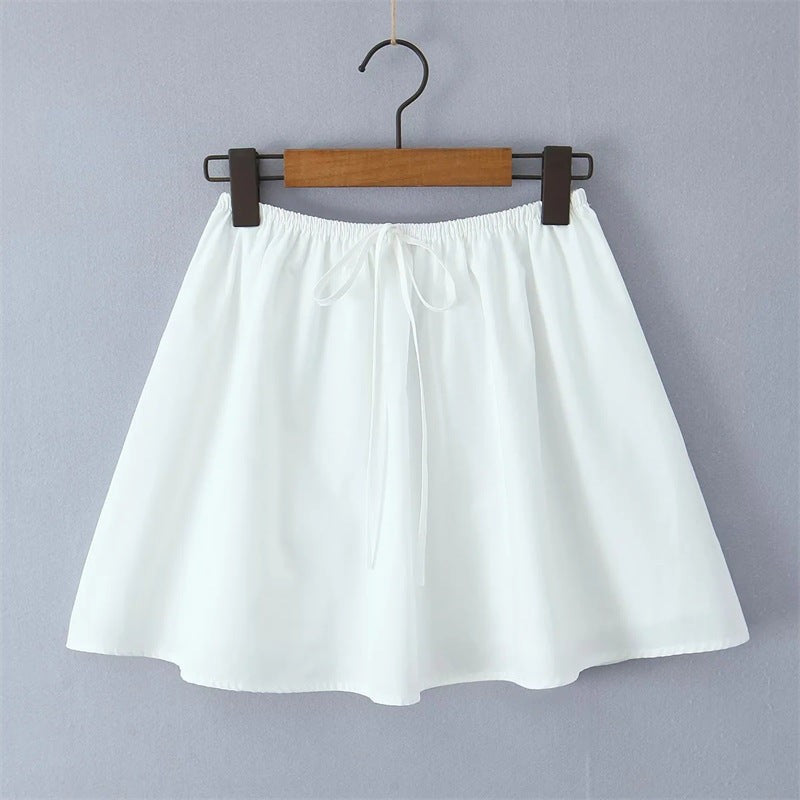 Serenne Drawstring Cropped Set-White